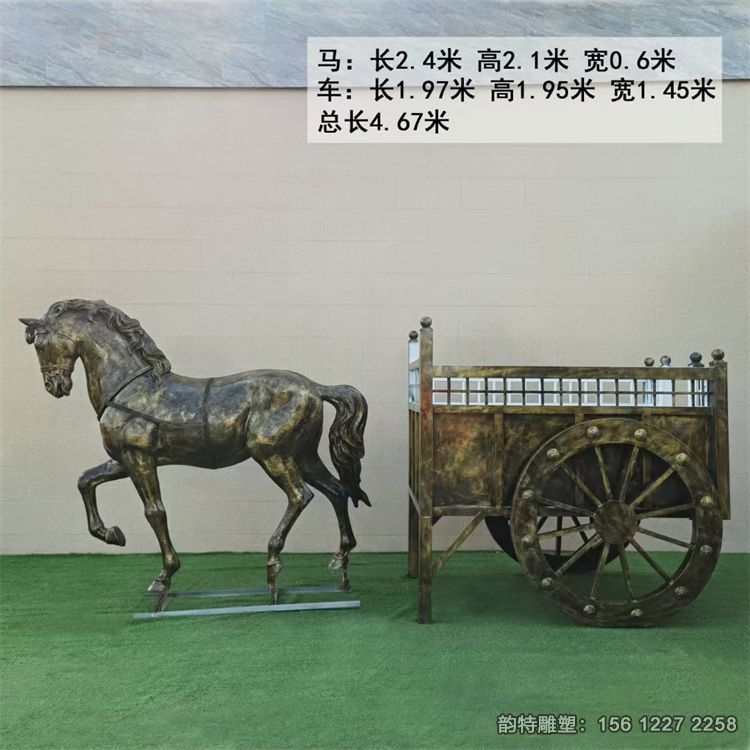 玻璃鋼馬車人物雕塑，大型馬車雕塑制作廠家